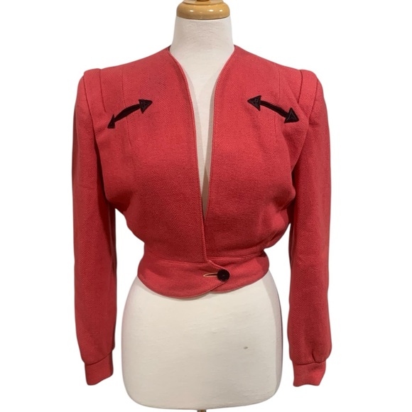 Jackets & Blazers - Vintage 40’s coral wool cropped western wear long sleeved jacket size M